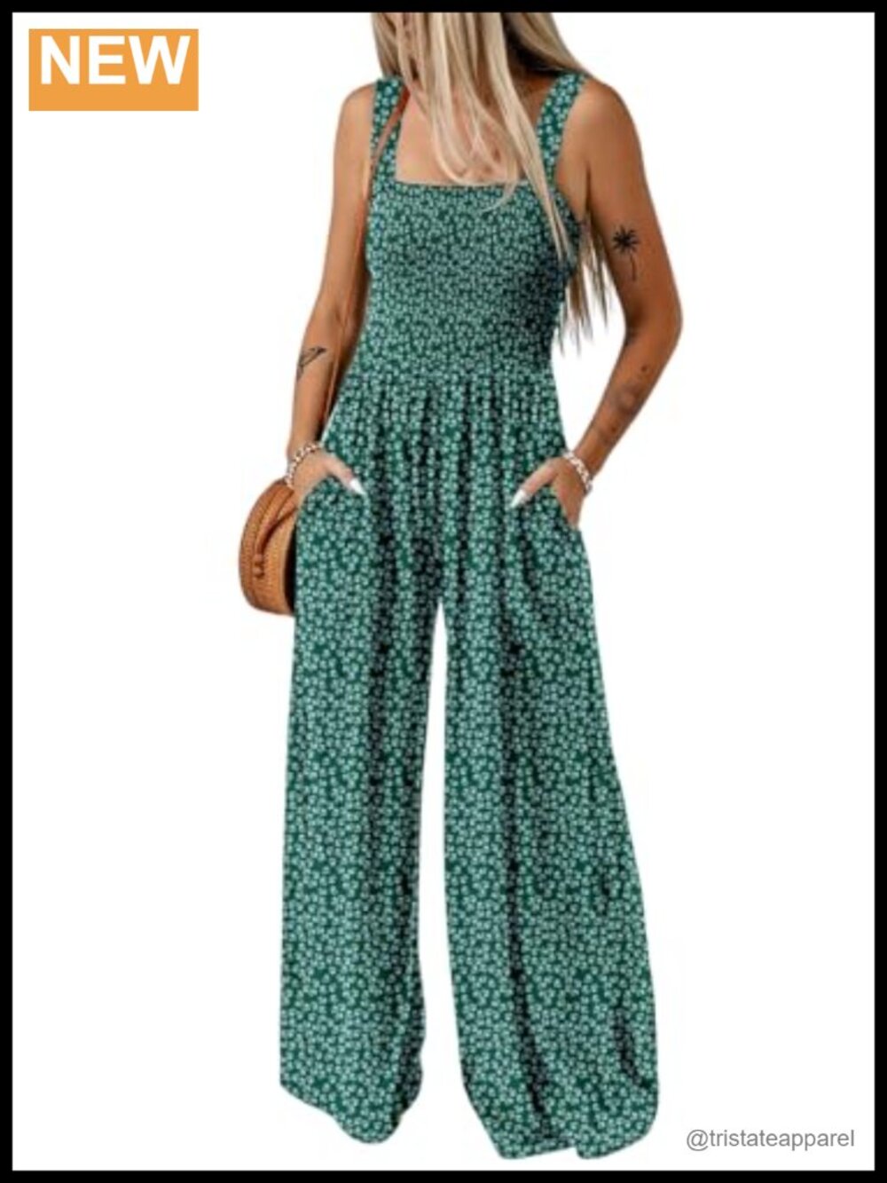 Happy Sailed Jumpsuit Women Sleeveless Viscose Wide Leg Pockets Casual